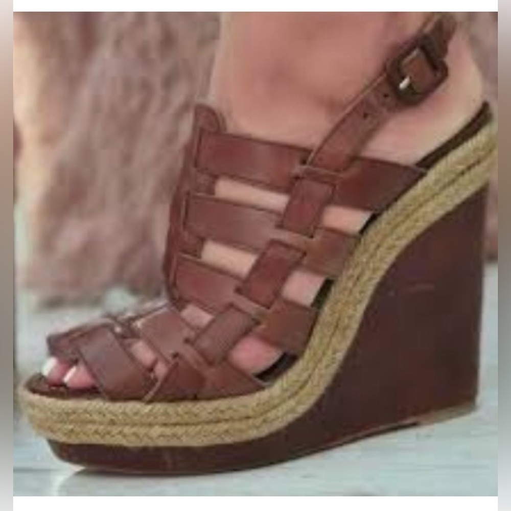 Christian Louboutin Barcelona wedges espadrilles sandals all leather EU 39 / 8 - Picture 2 of 14